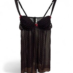 Gilligan & O'Malley Black Chemise with Red Dots